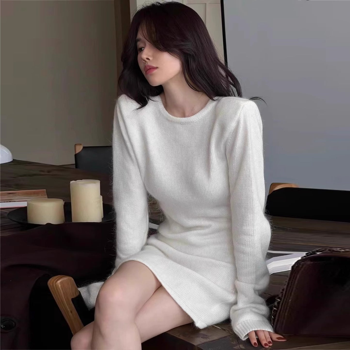 【Dress】バック透かし彫りワンピース W13316