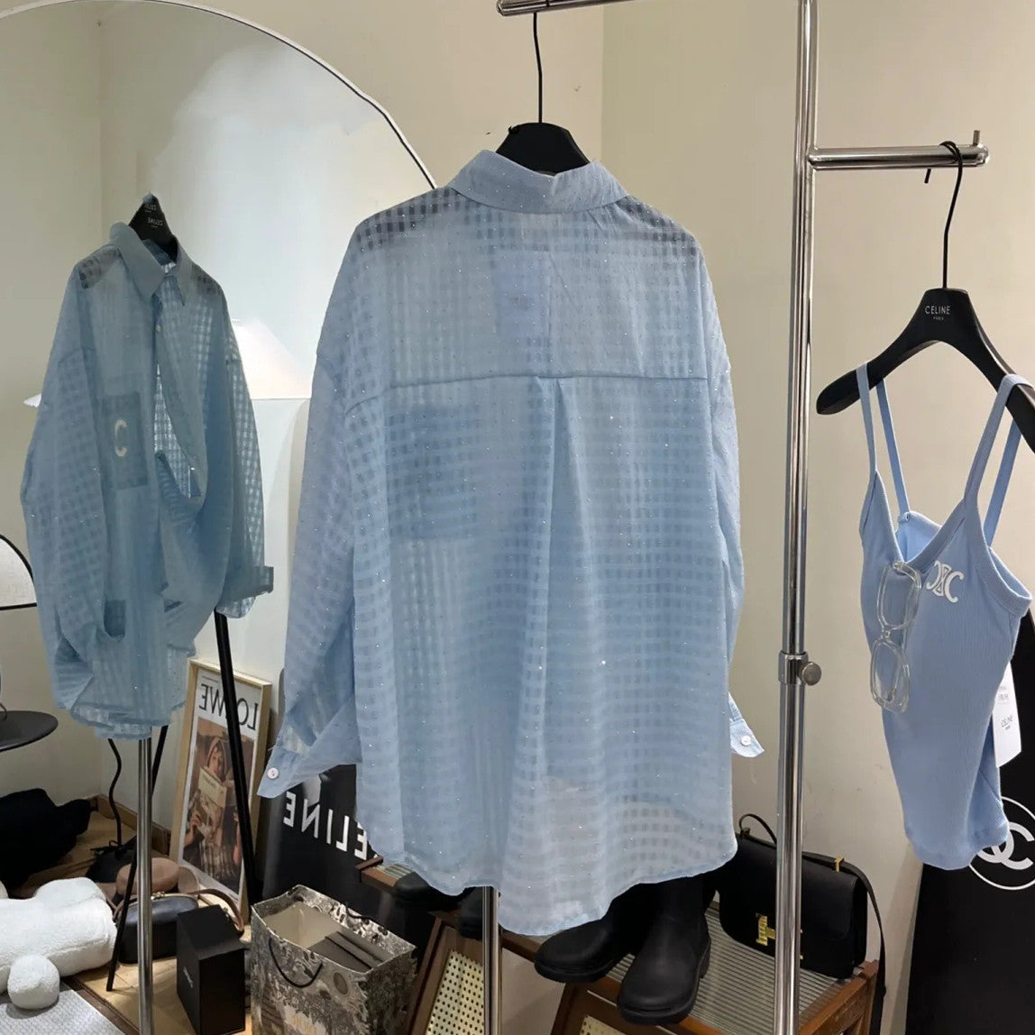 【Tops】3色展開oversizeシャツ W11424