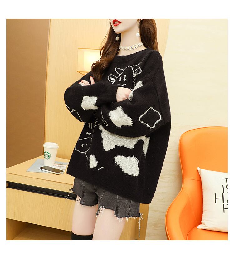 【tops】韓国系超人気カジュアルカートゥーンセーター付き3色