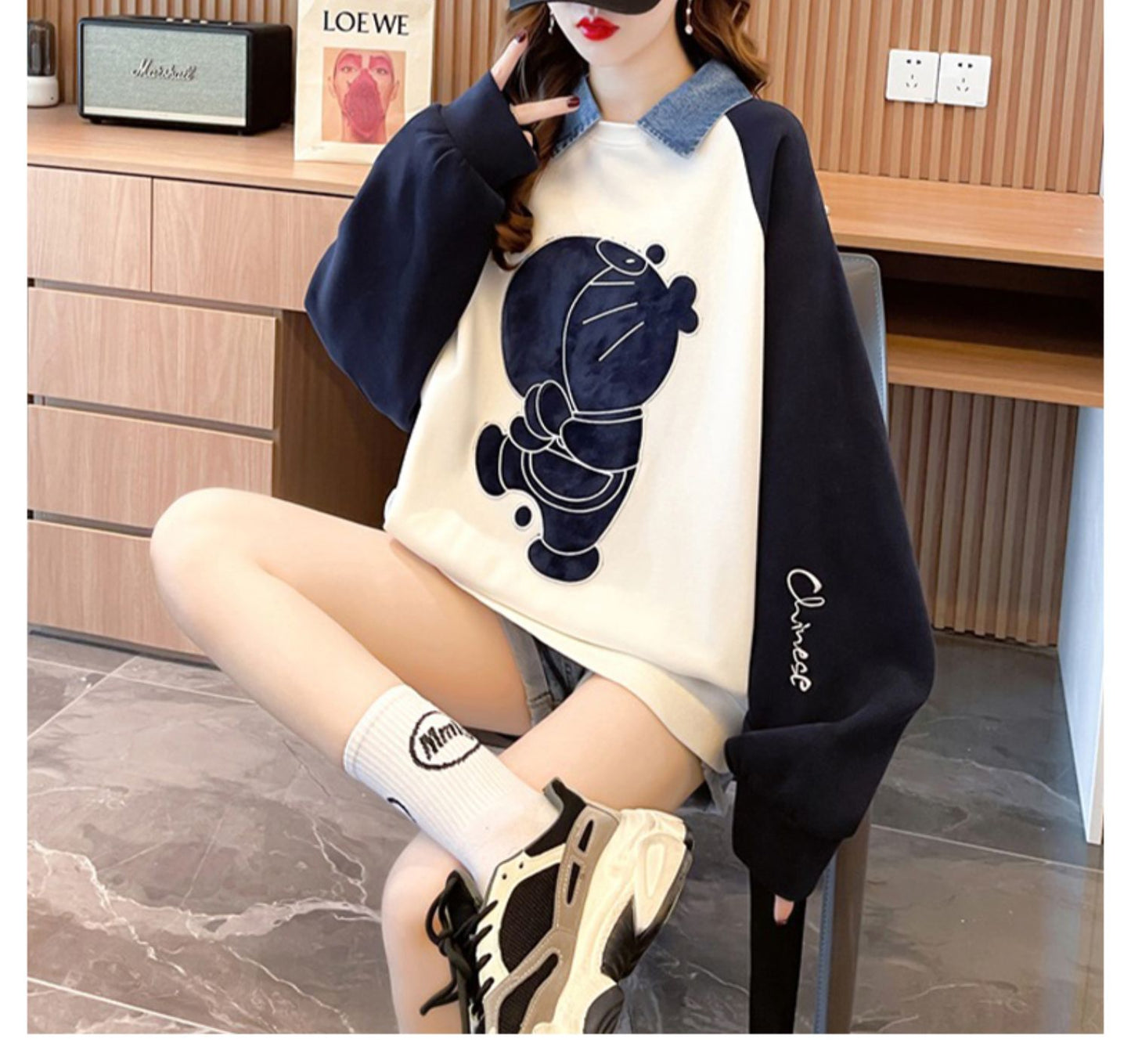 【Tops】POLOネック配色プルオーバー W13960