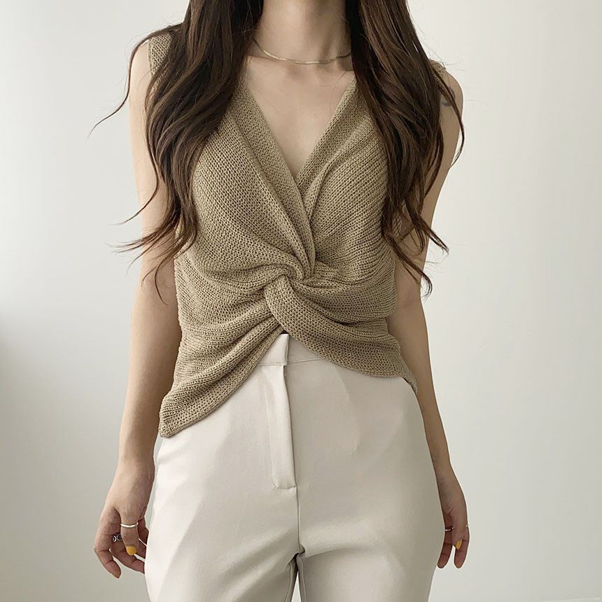 【Tops】3色展開ニットタンクトップ W13746