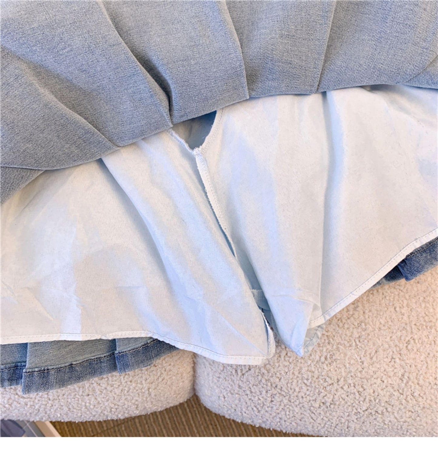 【Bottoms】ベルト付きデニムスカート W14052