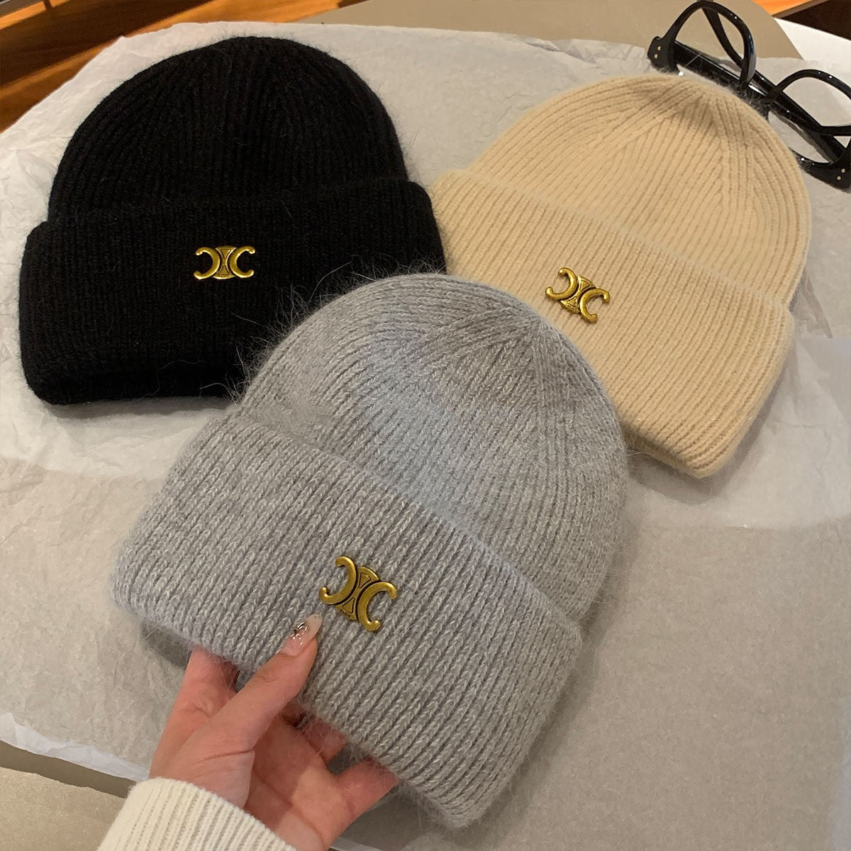 【雑貨】フェミニン人気ニット帽子 Z-6586