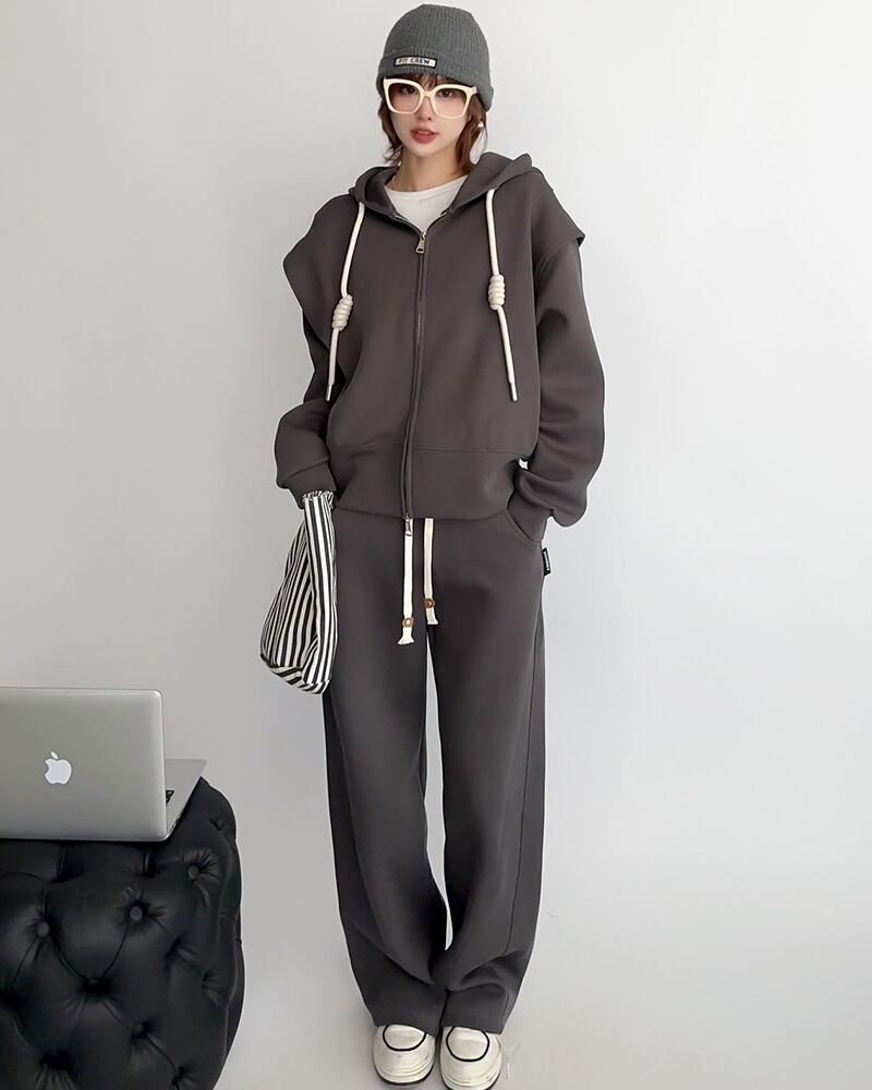 【tops】無地2色フーディーT0133