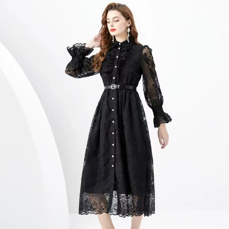 【Dress】ロング丈レースワンピース W14440