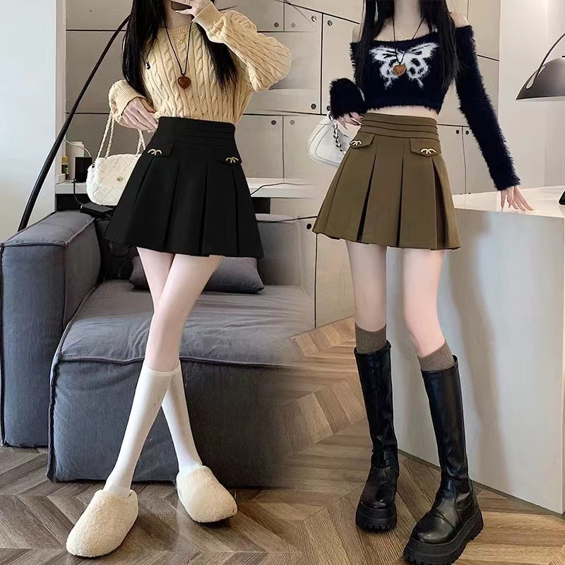 【Bottoms】3色展開プリーツスカート W13846