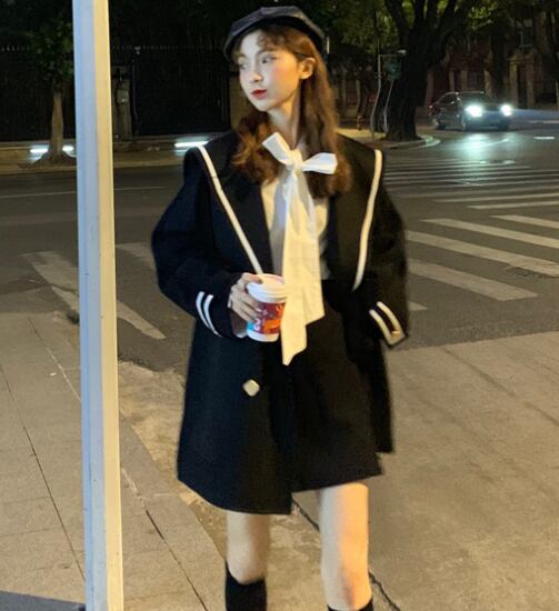 【outer】キャンパスクルーネックオーバーゆったり2色