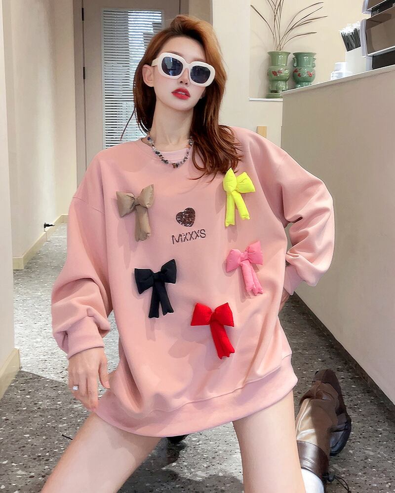 【tops】リボン付きスウェット N2411