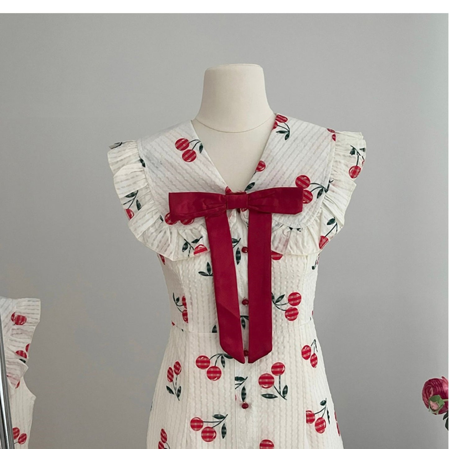 【Dress】チェリー柄デートワンピース W12010