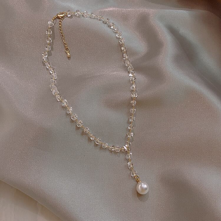【雑貨】ラインストーン パール 鎖骨?ネックレス