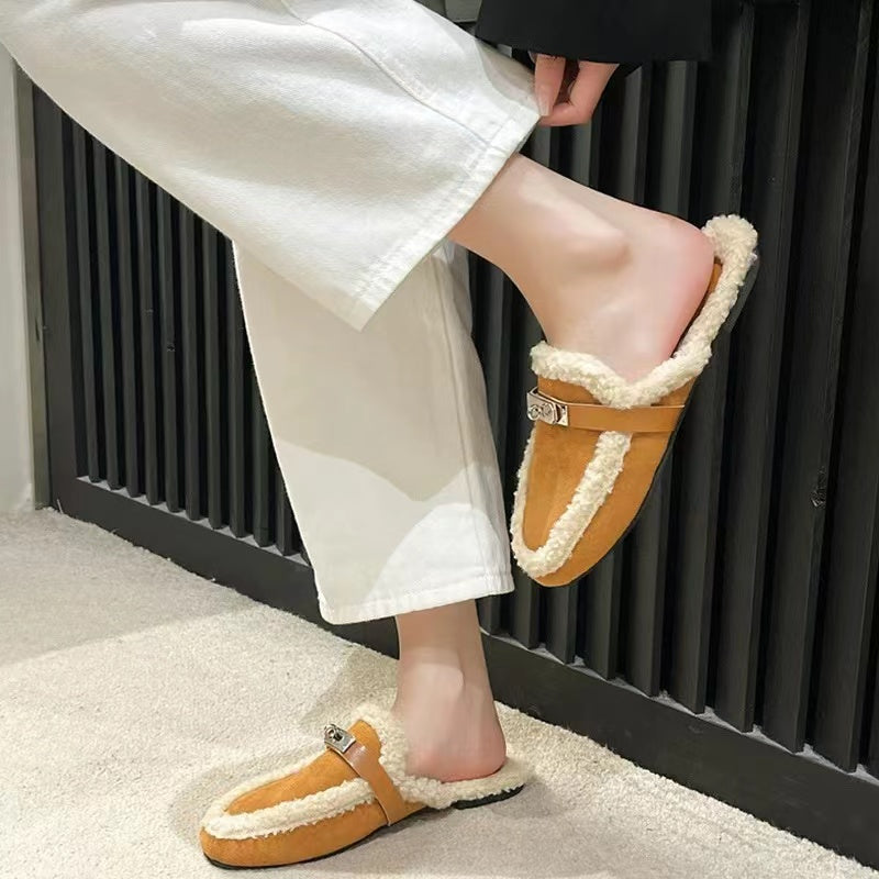 【Shoes】ラムウールデザインスリッパ W13605