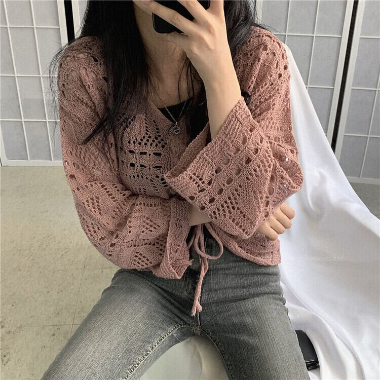 【outer】透かし彫り薄カーディガン