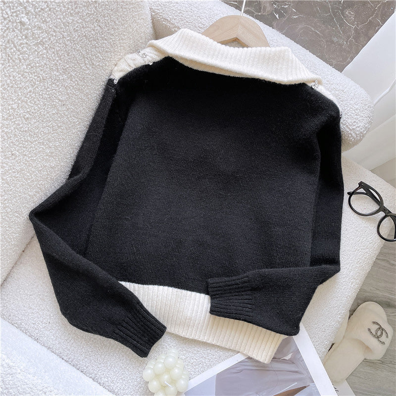 【Outer】配色ニットカーディカン W13246