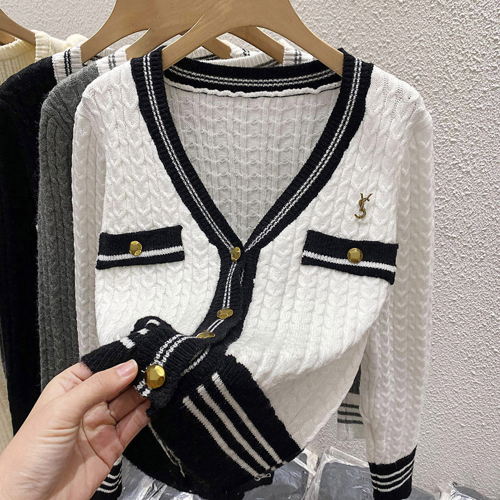 【Outer】3色展開配色カーディカン W13131