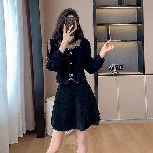 【Set】レイヤード2点セット ジャケット + スカート Z-6456