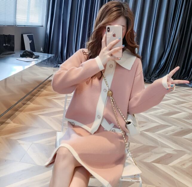 【set】韓国OLニットファッションカジュアルセット2枚セット