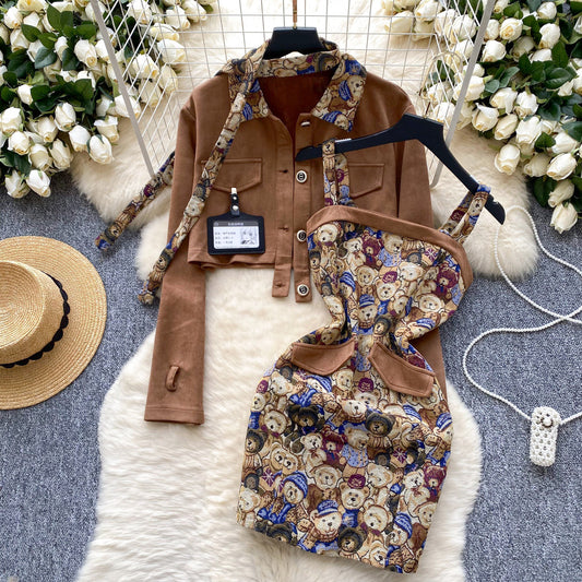 【Set】ジャケット+ワンピース 2点セット W14448