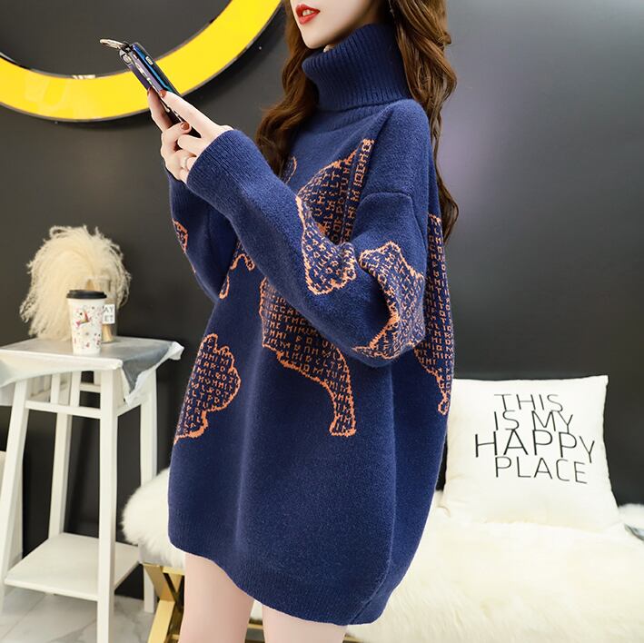 【tops】元気いっぱい大人可愛いハイネックセーターゆったり3色