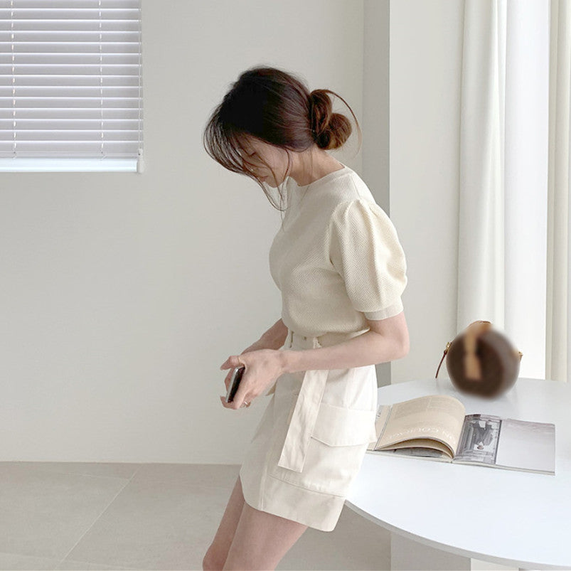 【Set】シンプルニット+スカートセット W11824