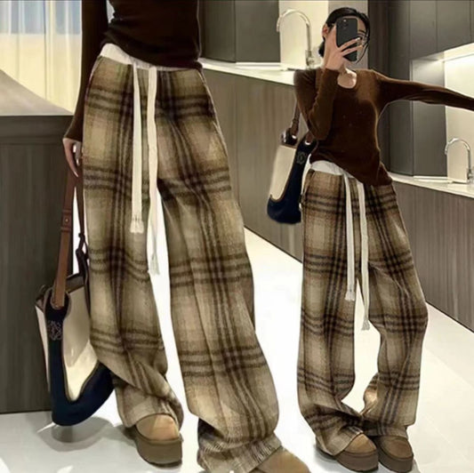 【Bottoms】チェック柄ワイドパンツ Z7979