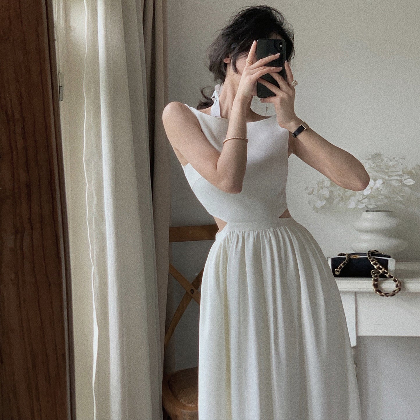 【Dress】カットアウトウエストワンピース T0708