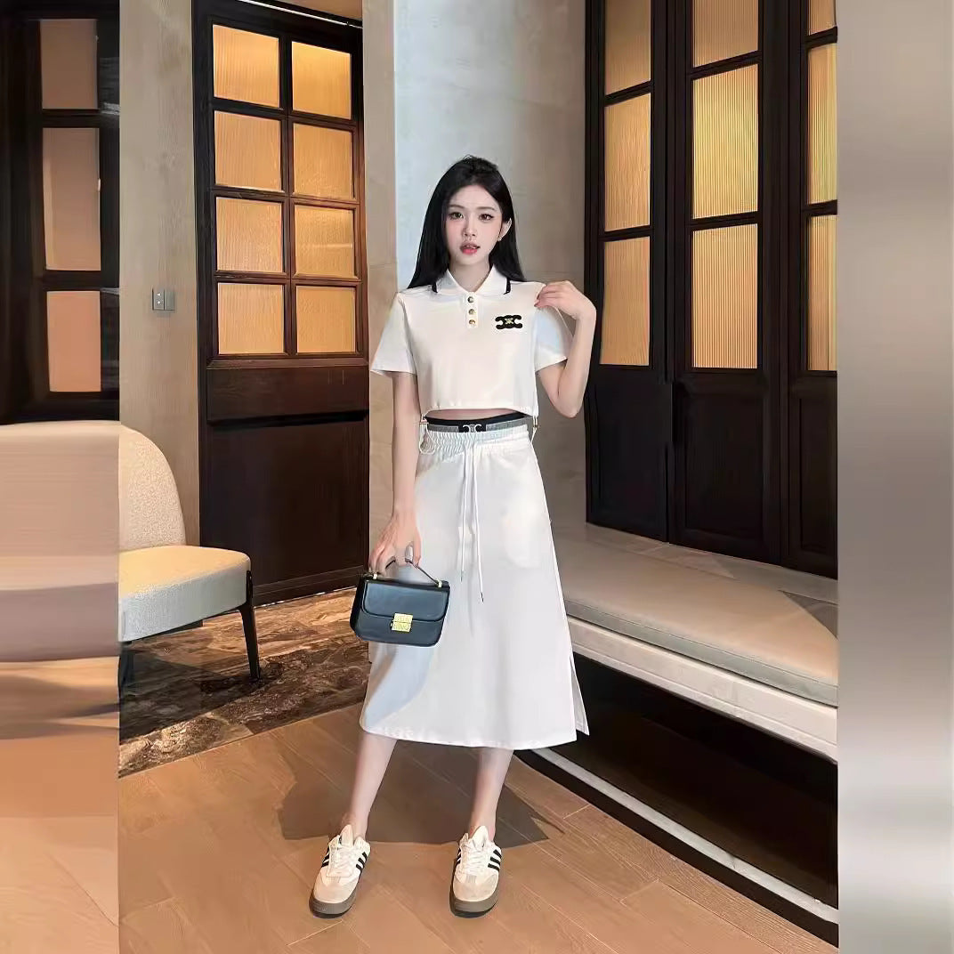 【Set】気質2点セット Tシャツ+スカート T0490