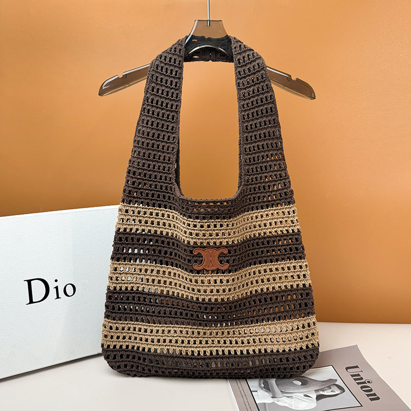 【雑貨】2色展開カゴバッグバッグ T0917