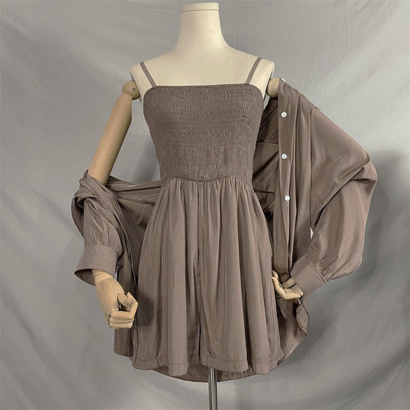 【Set】無地2点セット UVカットシャツ+ロンパース T0618