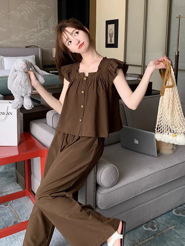 【Set】カジュアルトップス+パンツ2点セット T0620