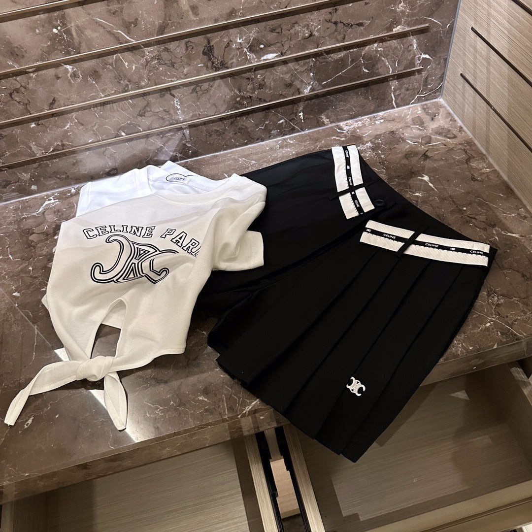 【Set】プリントトップス+キュロット2点セット T0816