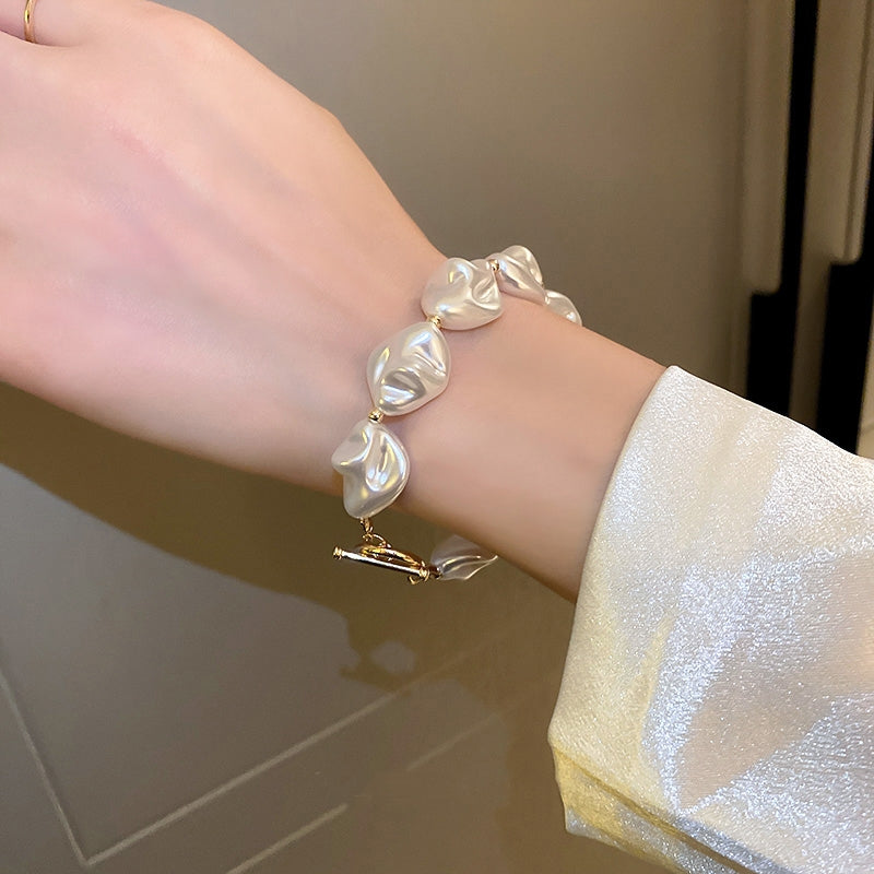 【雑貨】バロックイレギュラーパールブレスレット+ネックレス2点セット T0345
