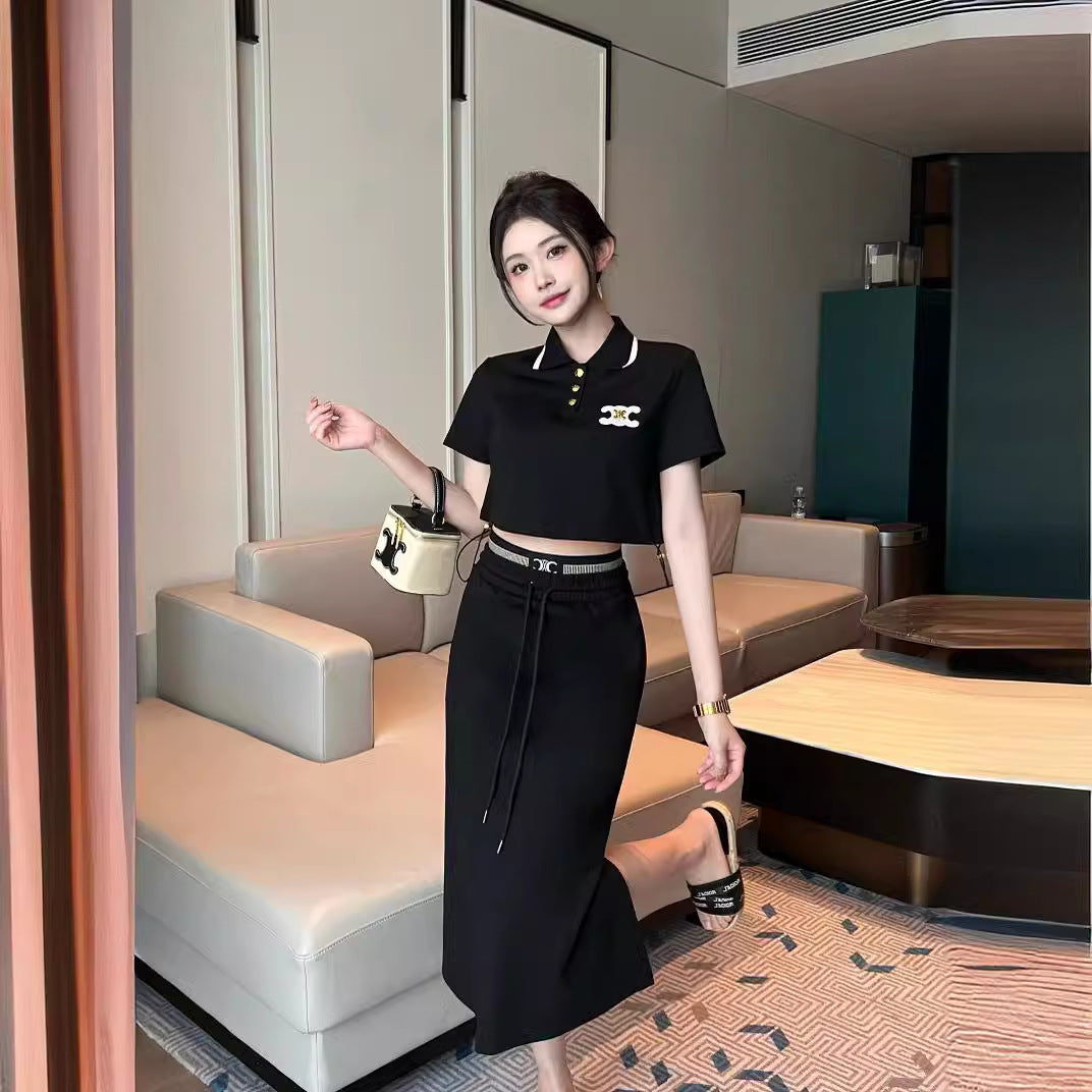 【Set】気質2点セット Tシャツ+スカート T0490