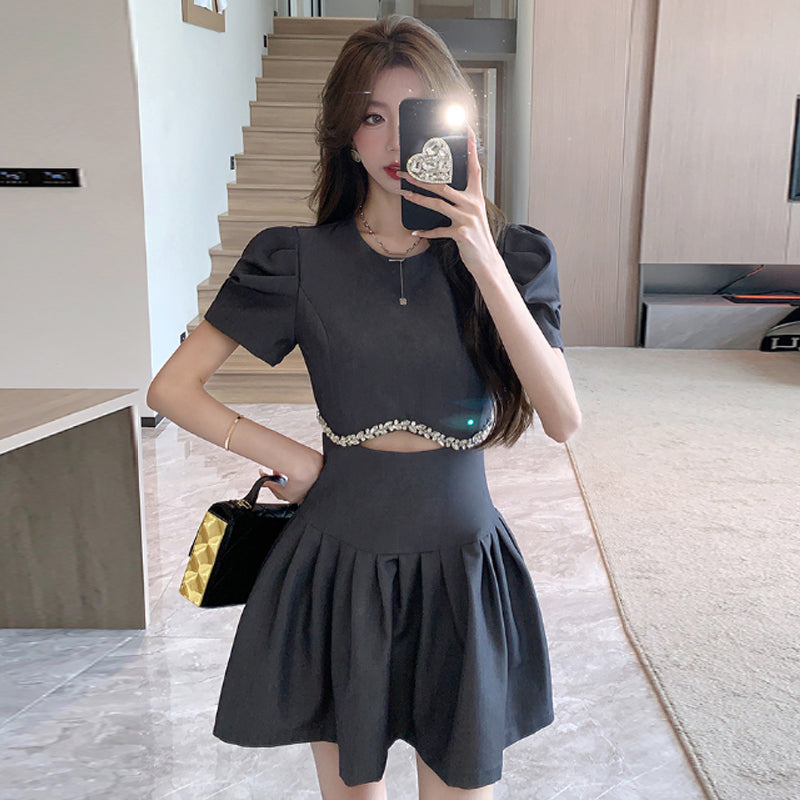 【Dress】ダイヤモンド切り替えワンピース T0635