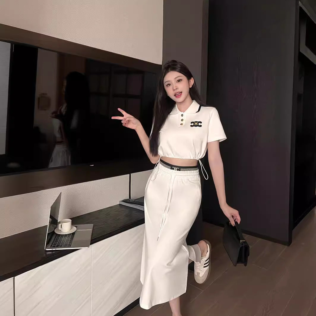 【Set】気質2点セット Tシャツ+スカート T0490