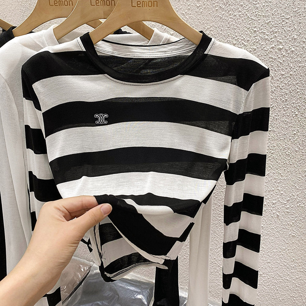 【Tops】肩パッド入り長袖Tシャツ T0350