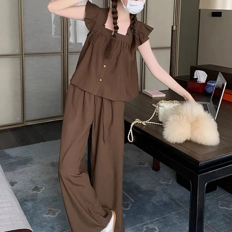 【Set】カジュアルトップス+パンツ2点セット T0620