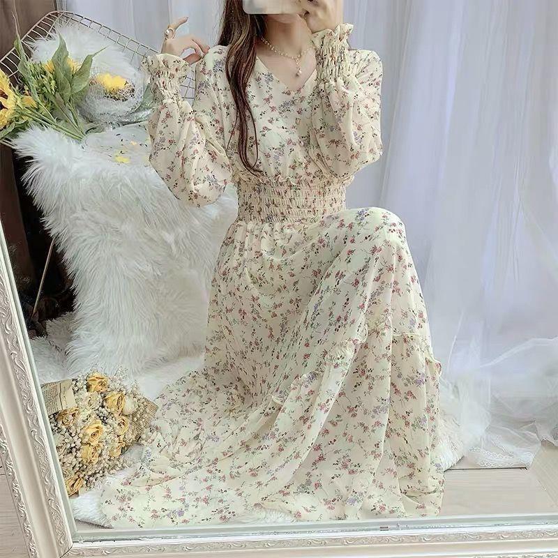 【Dress】ロング丈花柄ワンピース T0592