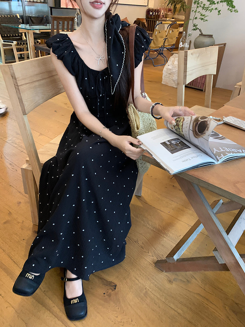 【Dress】ポルカドットプリーツドレス T0656