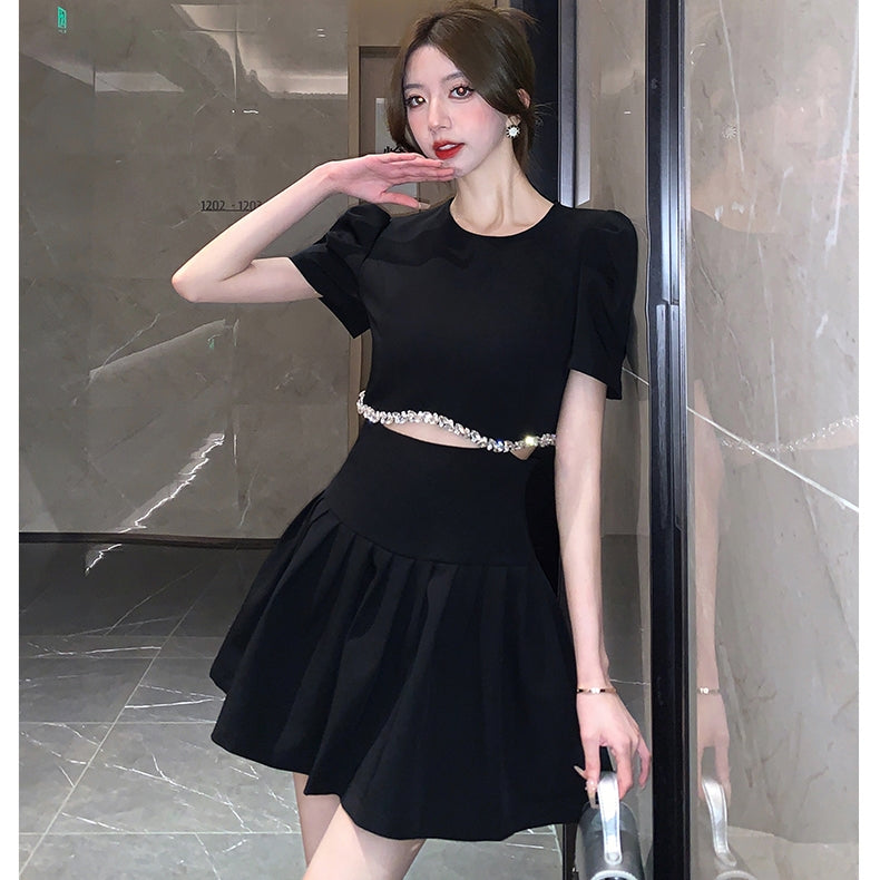 【Dress】ダイヤモンド切り替えワンピース T0635