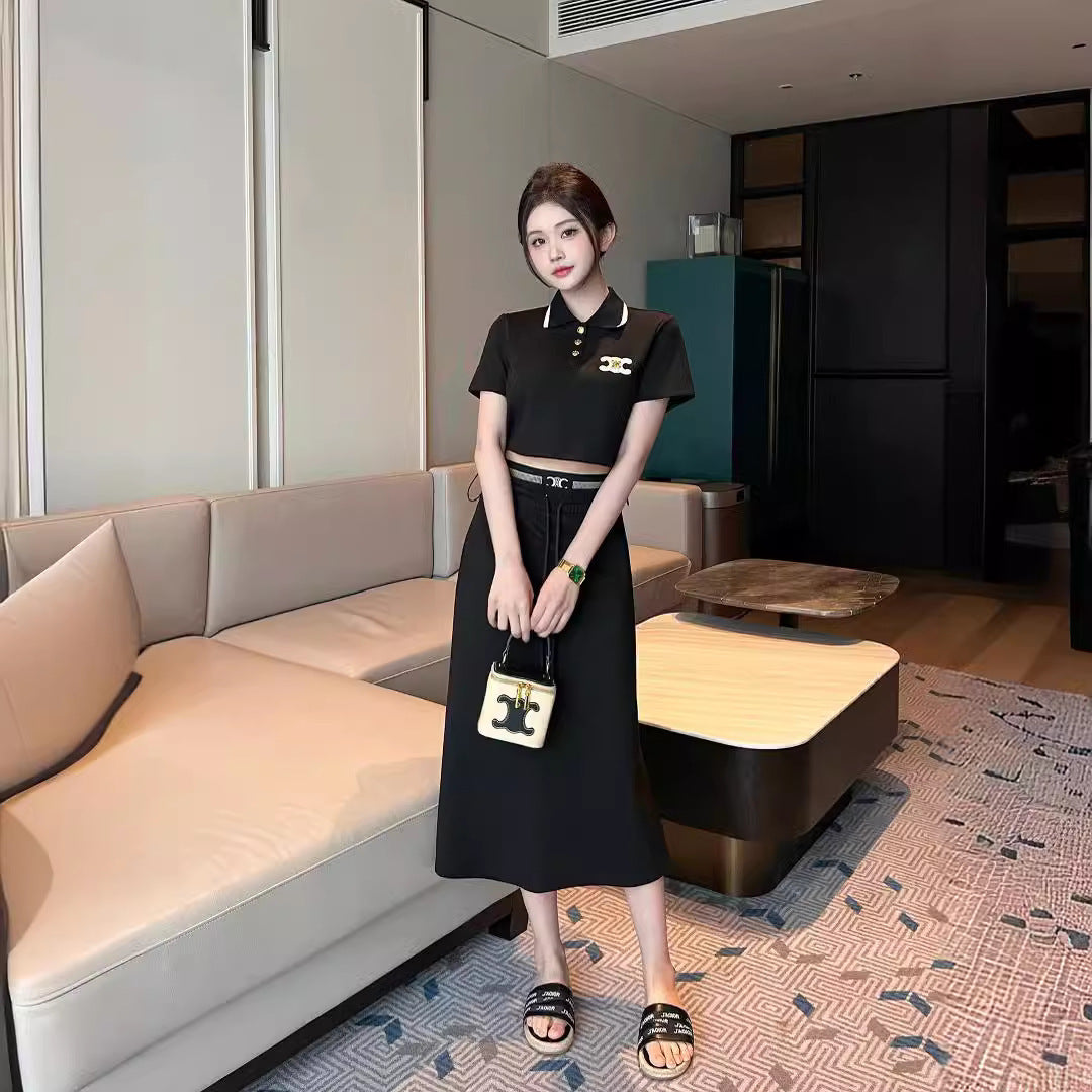 【Set】気質2点セット Tシャツ+スカート T0490