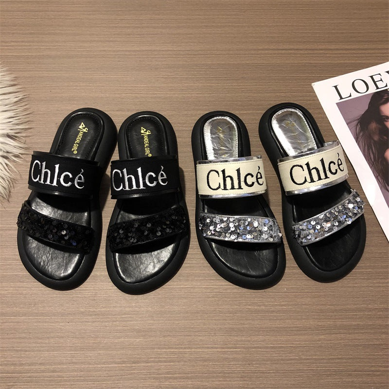 【Shoes】2色選択可厚底スリッパス T0831