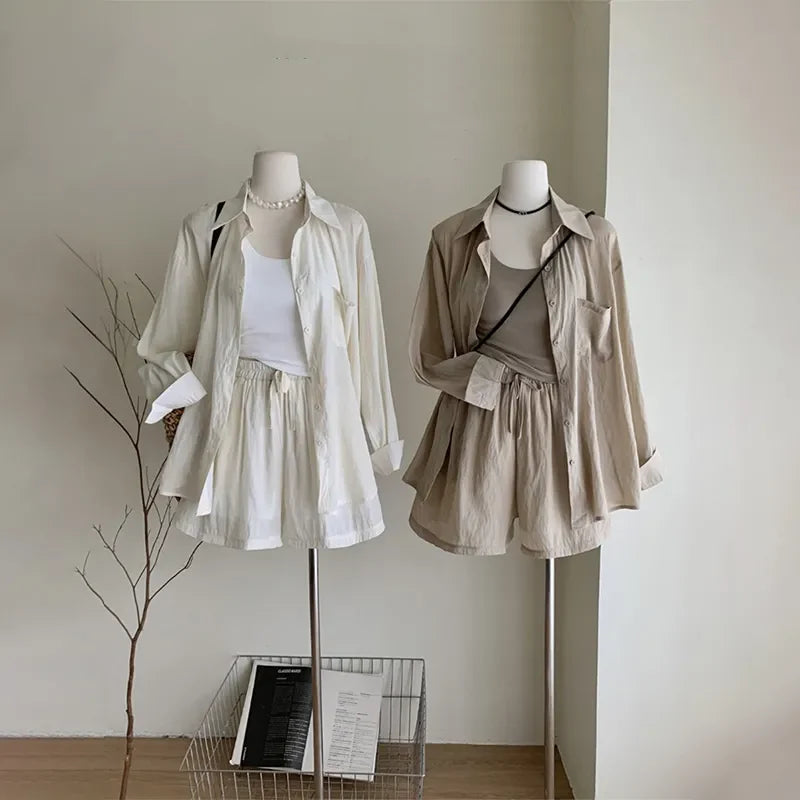 【Set】夏ぴったり薄い2点セットUVカット T0595