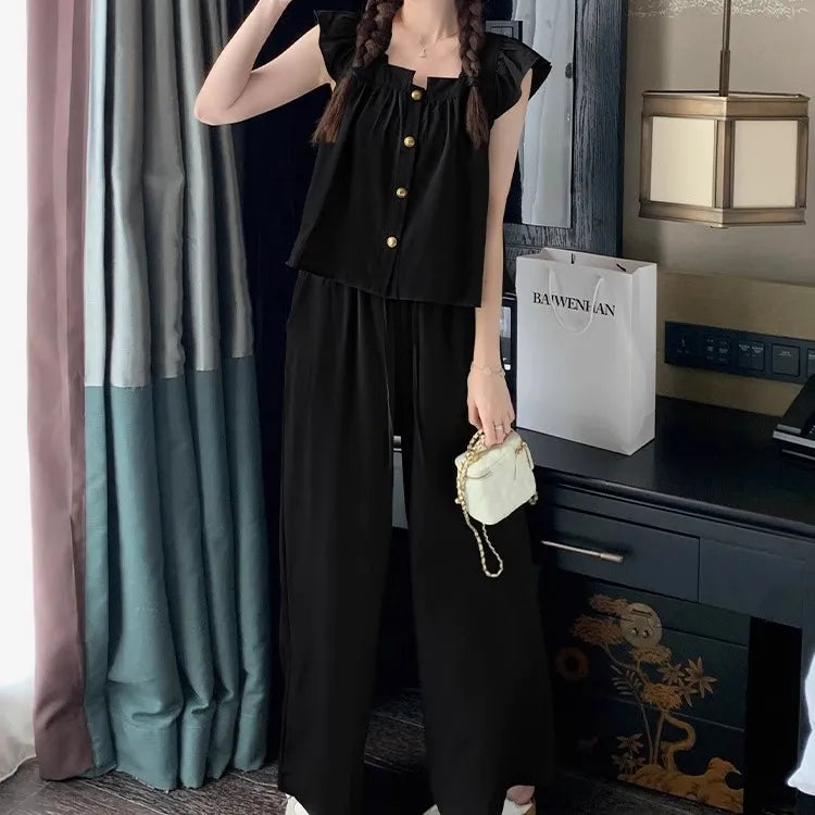 【Set】カジュアルトップス+パンツ2点セット T0620