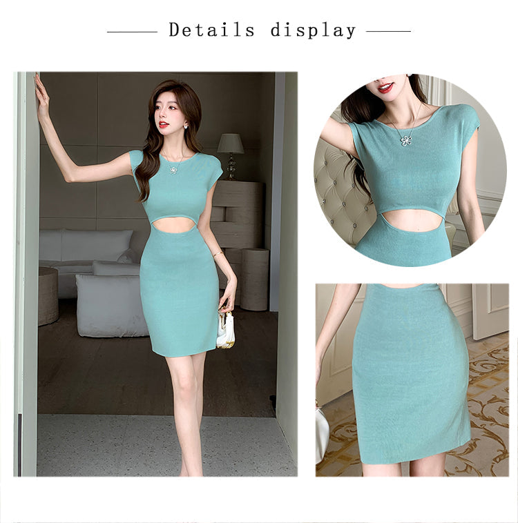 【Dress】透かし彫りニットワンピース T0538