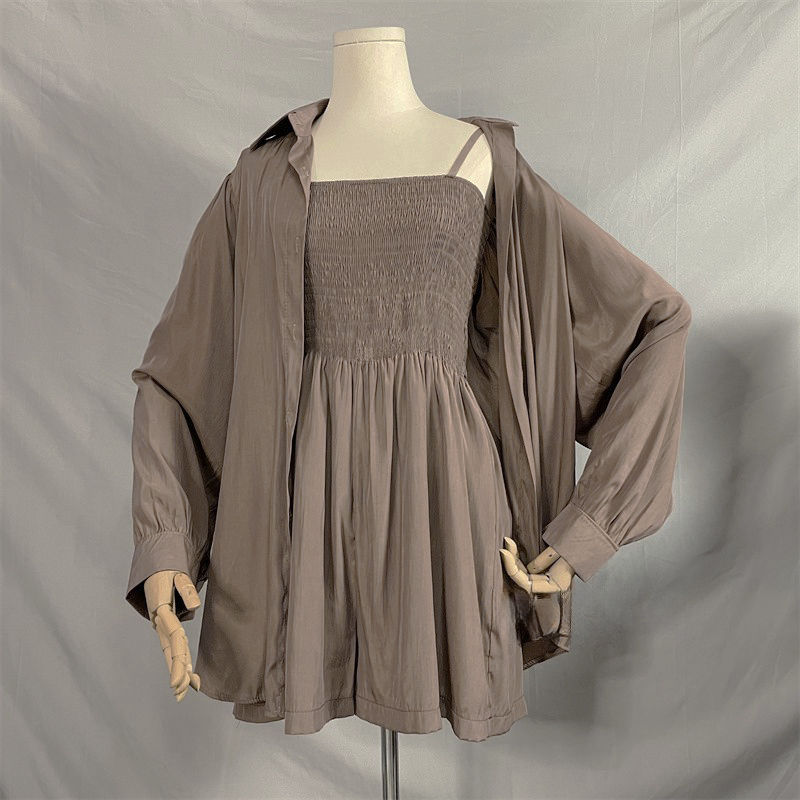 【Set】無地2点セット UVカットシャツ+ロンパース T0618