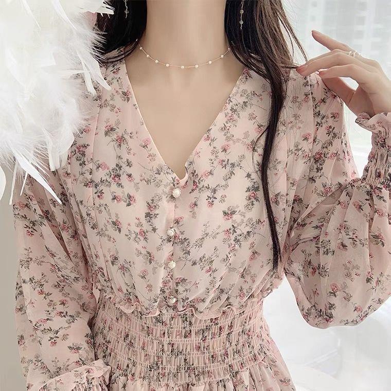 【Dress】ロング丈花柄ワンピース T0592