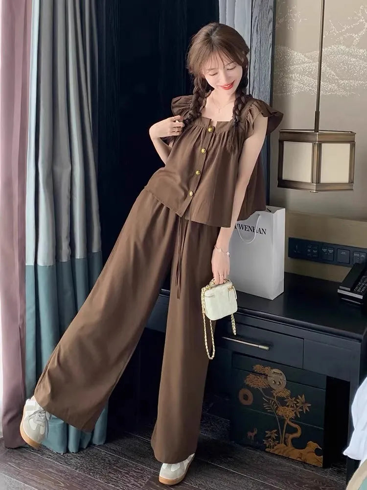 【Set】カジュアルトップス+パンツ2点セット T0620