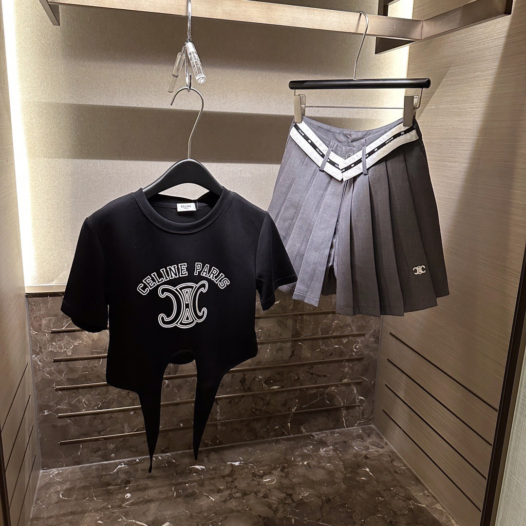 【Set】プリントトップス+キュロット2点セット T0816