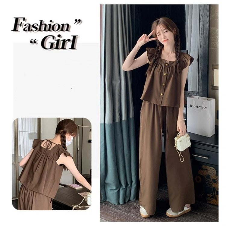 【Set】カジュアルトップス+パンツ2点セット T0620