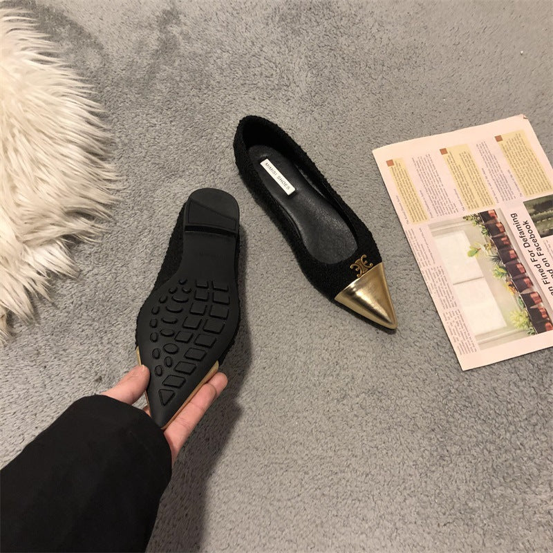 【Shoes】2色展開~高級感フラットシューズ T0845